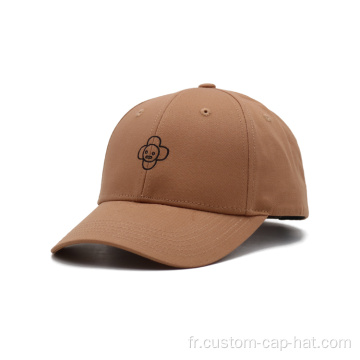 Casquette de baseball brune personnalisée à 6 panneaux